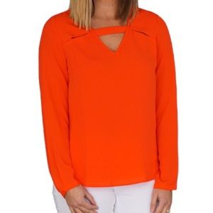 Skies are Blue Sorel cutout detail blouse in orange size S